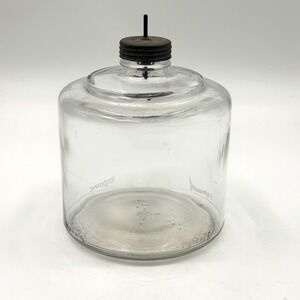 Vintage Duraglas Clear Glass Kerosene Jar with Metal Spout lid  6x7